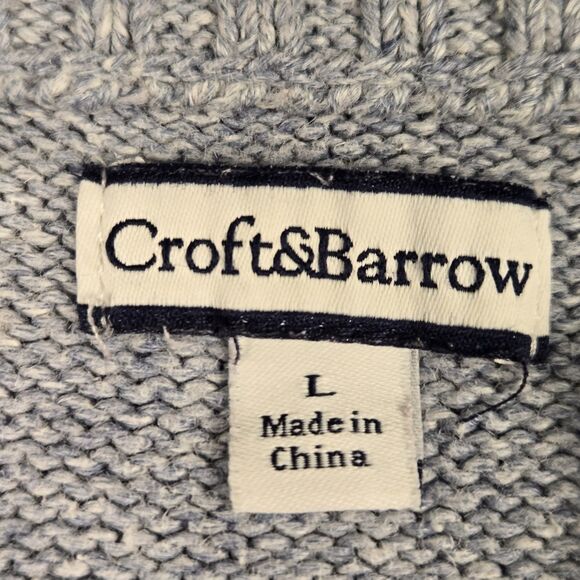 Snowflake Winter Christmas Sweater Womens Size Large Blue Full Zip Cardigan Silk - Picture 6 of 8